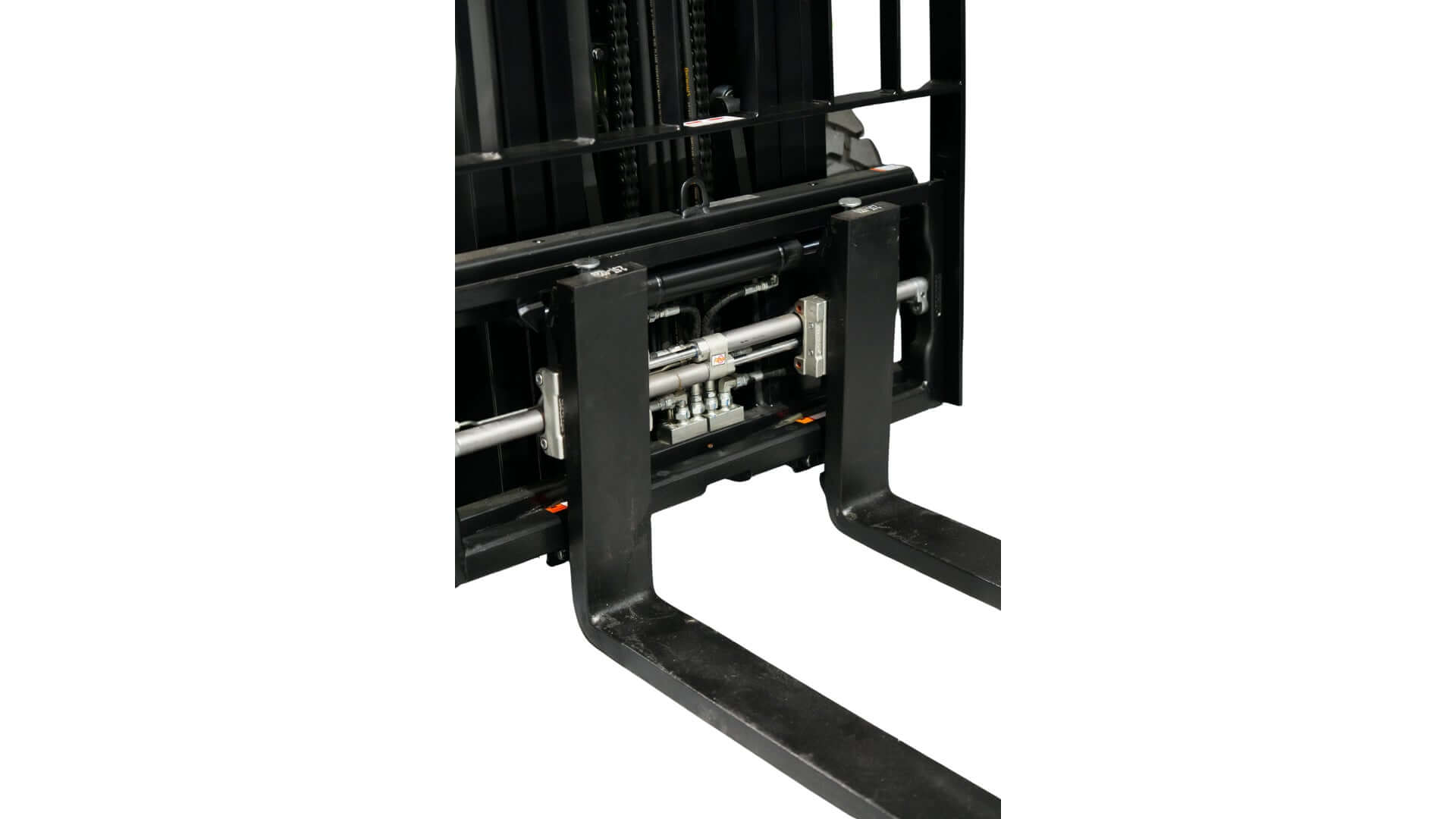 Detailed view of the lifting mechanism on a 2.5 Tonne Diesel Forklift from Excalibur Machinery.