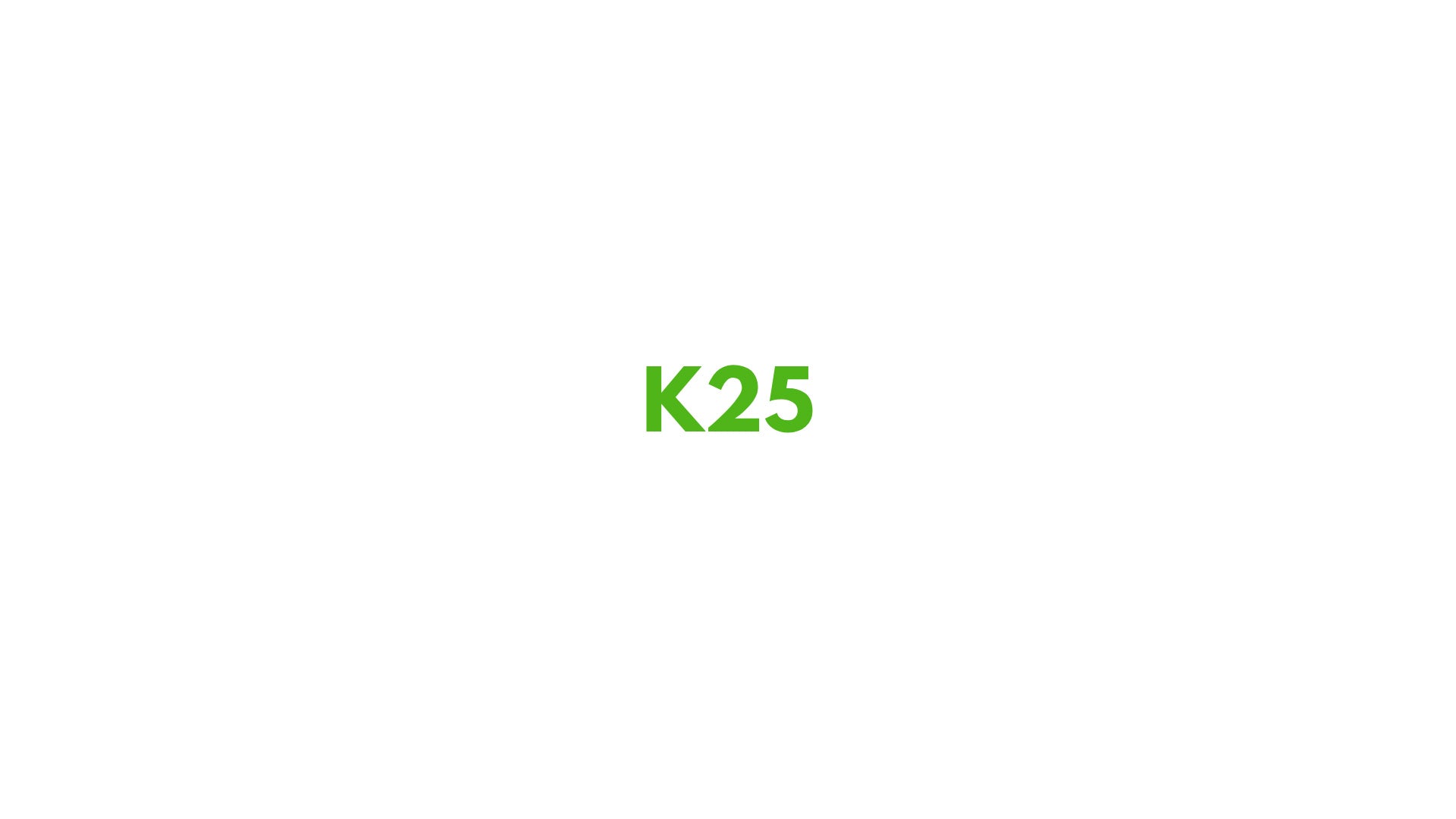 Green K25 logo on white background, representing a brand or product line.