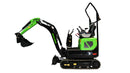 Excalibur 1.2 Tonne Excavator side view showing compact design and Kubota engine for efficient performance.