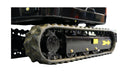 Close-up of the rubber tracks on a compact 1.2 Tonne Excavator showcasing durability and grip.