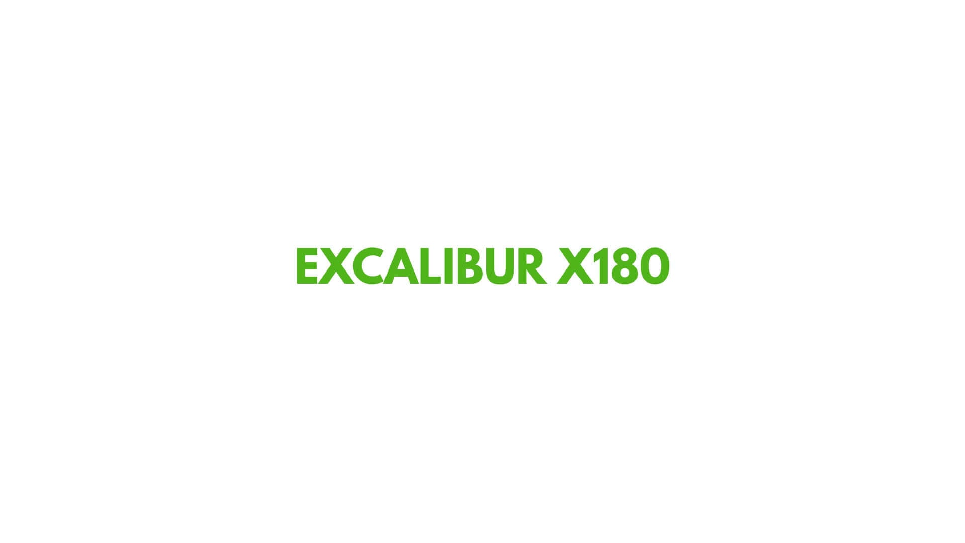 Excalibur X180 logo, representing a compact and powerful excavator designed for heavy-duty performance.