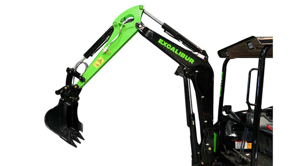 Excalibur Machinery 1.8 Tonne Excavator arm detail showcasing its heavy-duty construction and precision engineering.