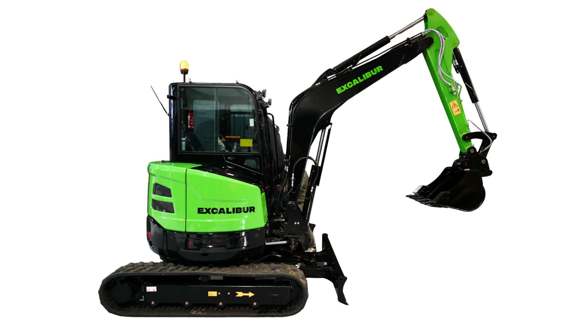 Excalibur 3.8 Tonne Excavator with Kubota engine, showcasing compact design and powerful digging capabilities.