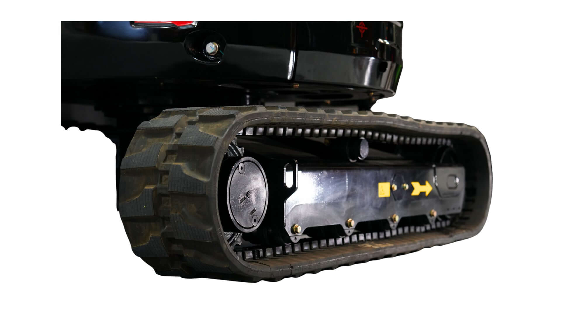 Close-up of the track system on a 3.8 Tonne Excavator, showcasing robust design for heavy-duty performance.