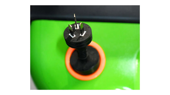 Close-up of the electrical plug for the 700kg Electric Pallet Jack, showcasing its design and compatibility.