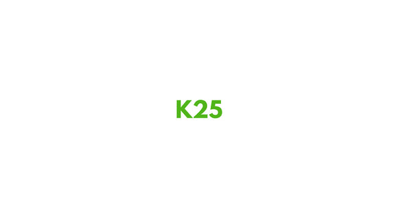 Green K25 logo on white background, representing a brand or product line.