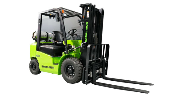 2.5 Tonne LPG Forklift by Excalibur, designed for heavy loads and efficient operation in industrial settings.