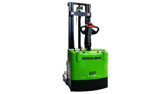 700kg Electric Pallet Jack from Excalibur, compact design for efficient materials handling.