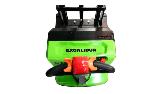 1 Tonne Electric Pallet Jack by Excalibur, compact design for efficient material handling operations.