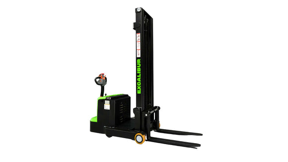 1 Tonne Electric Pallet Jack by Excalibur Machinery, compact and efficient for light to medium-duty material handling.