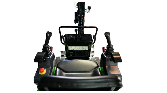 Interior view of Excalibur Machinery 1.2 Tonne Excavator control panel with joysticks and operational controls.