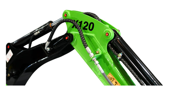 Close-up of the hydraulic arm of the Excalibur 1.2 Tonne Excavator showcasing robust design and powerful performance.