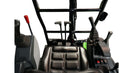 Interior view of a 1.8 Tonne Excavator cockpit, featuring control levers and the operator seat for heavy duty performance.