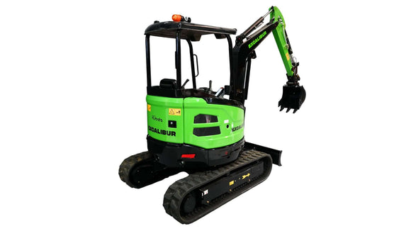 Excalibur Machinery 1.8 Tonne Excavator with green exterior, designed for heavy-duty performance and precision on Australian worksites.