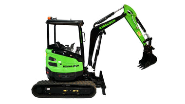 Excalibur Machinery 1.8 Tonne Excavator showcasing heavy-duty performance in a compact design, ideal for tough work environments.
