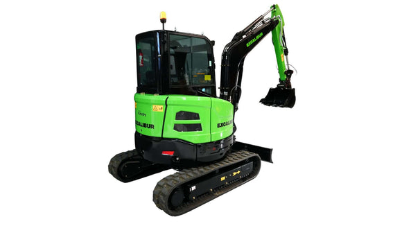 Excalibur Machinery 3.8 Tonne Excavator showcasing its compact design and powerful performance ideal for tight job sites.
