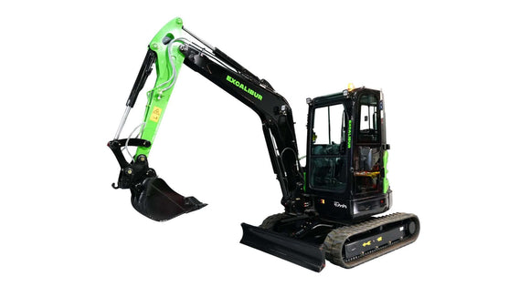 Excalibur 3.8 Tonne Excavator with Kubota engine, showcasing a compact design and powerful digging capabilities.