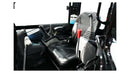Interior view of the 3.8 Tonne Excavator operator's cabin showcasing the seat and control levers.