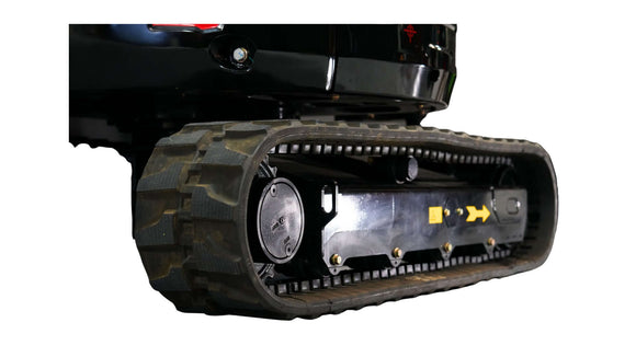 Close-up of the track system on a 3.8 Tonne Excavator, showcasing robust design for heavy-duty performance.