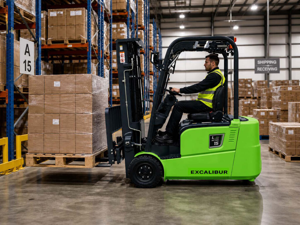 Excalibur Lithium 3 Wheeler Forklift in action